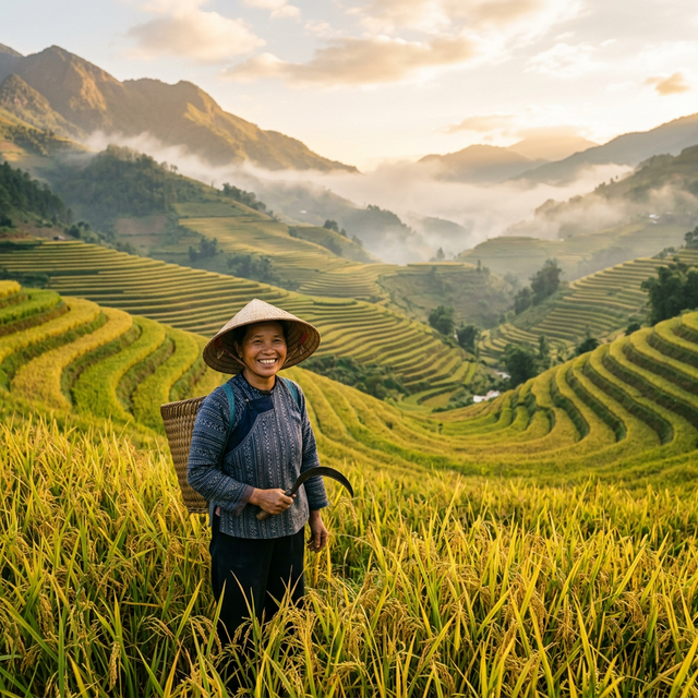 Miền Bắc — Ruộng bậc thang vàng óng