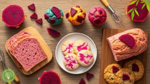 baking with dried red dragon fruit