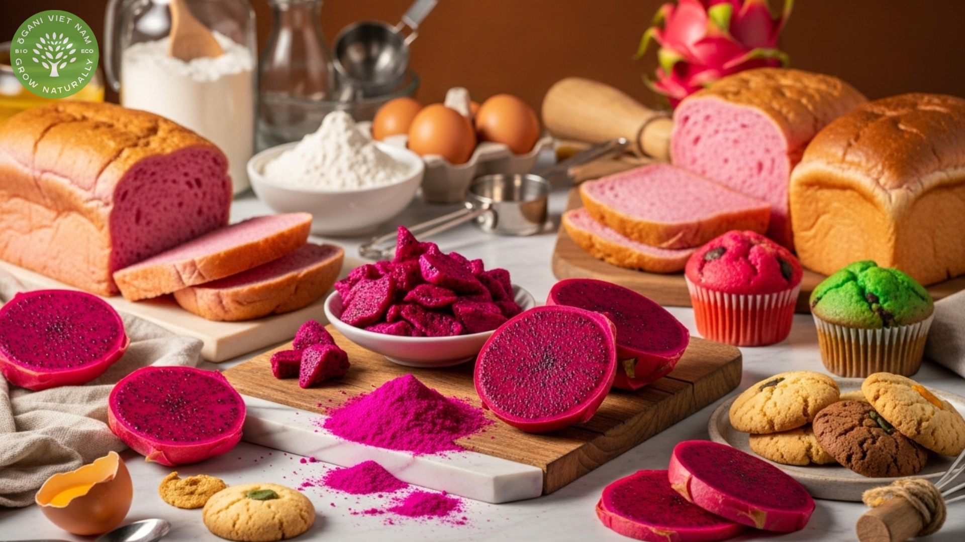 baking with dried red dragon fruit
