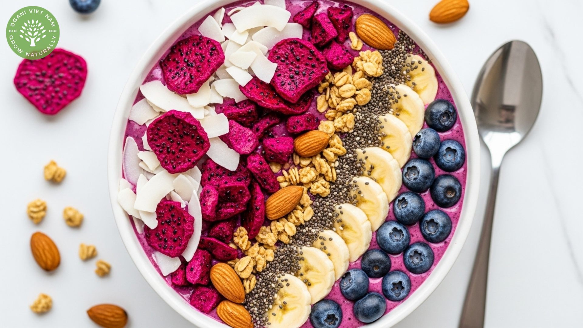 smoothie bowl toppings dried red dragon fruit